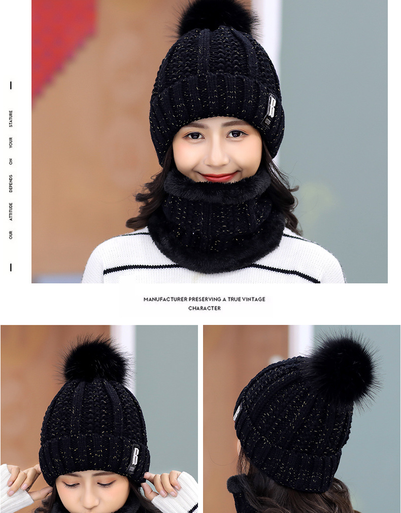 Plus fleece hat cute ladies knit hat for autumn and winter