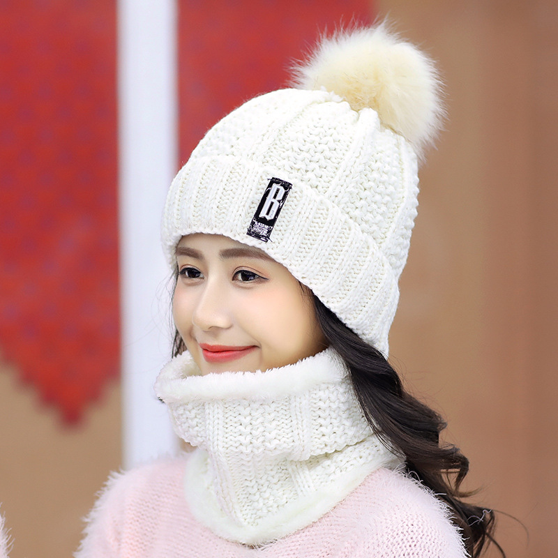 Plus fleece hat cute ladies knit hat for autumn and winter