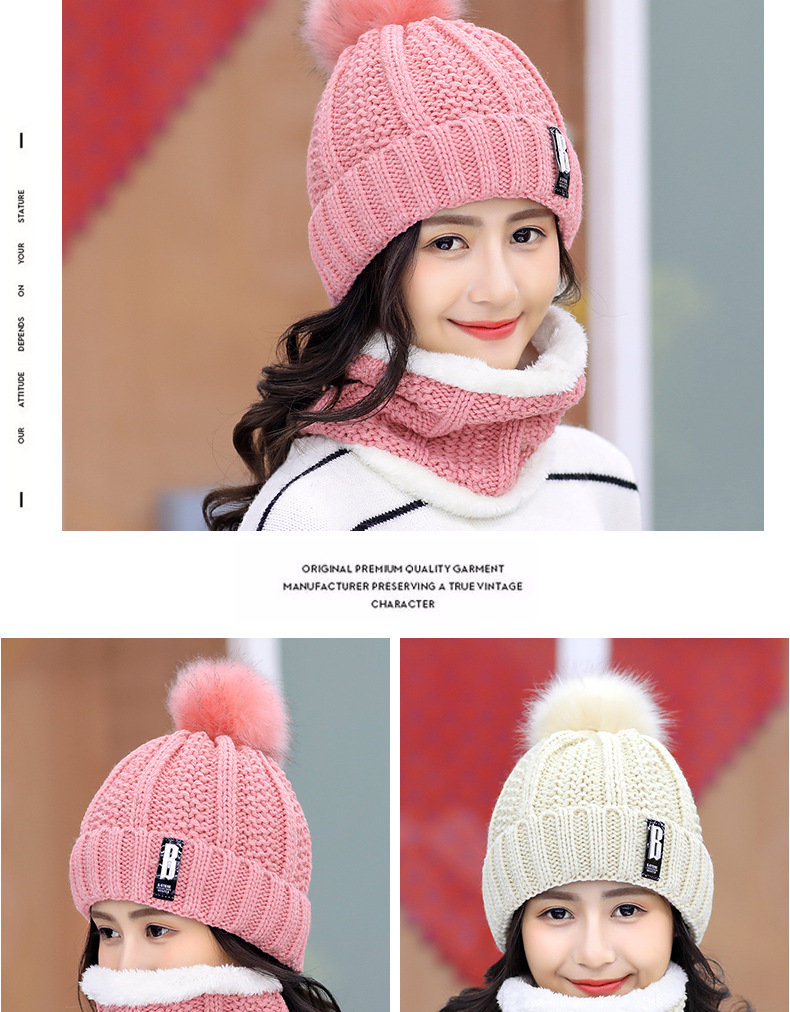 Plus fleece hat cute ladies knit hat for autumn and winter