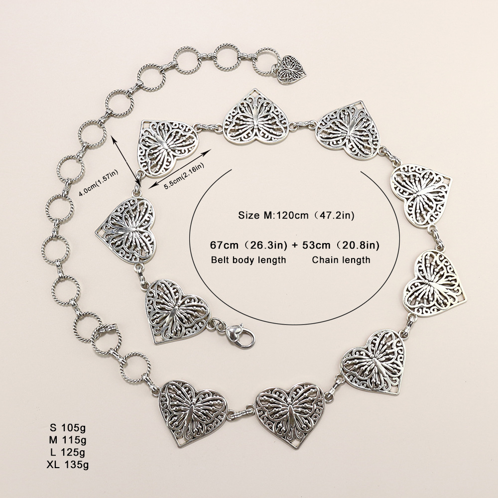Premium sense Ladies Metal chain Retro Butterfly Heart waist chain