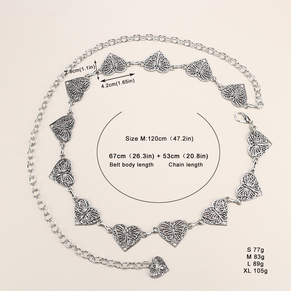 Premium sense Ladies Metal chain Retro Butterfly Heart waist chain
