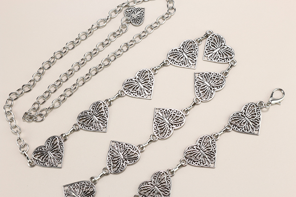 Premium sense Ladies Metal chain Retro Butterfly Heart waist chain