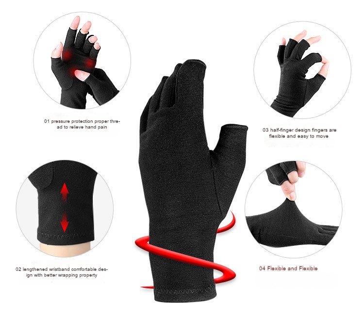 Pressure relief half finger gloves for arthritic joints protection riding gloves