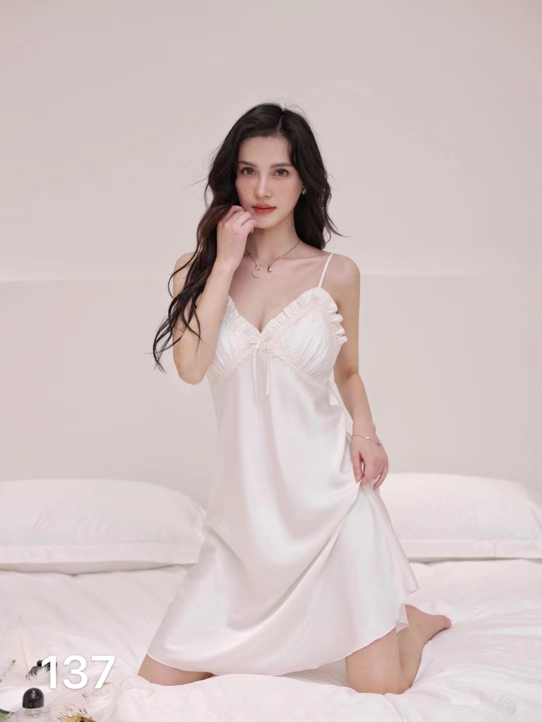Printed ice silk camisole nightdress Stylish pajamas for women at home
