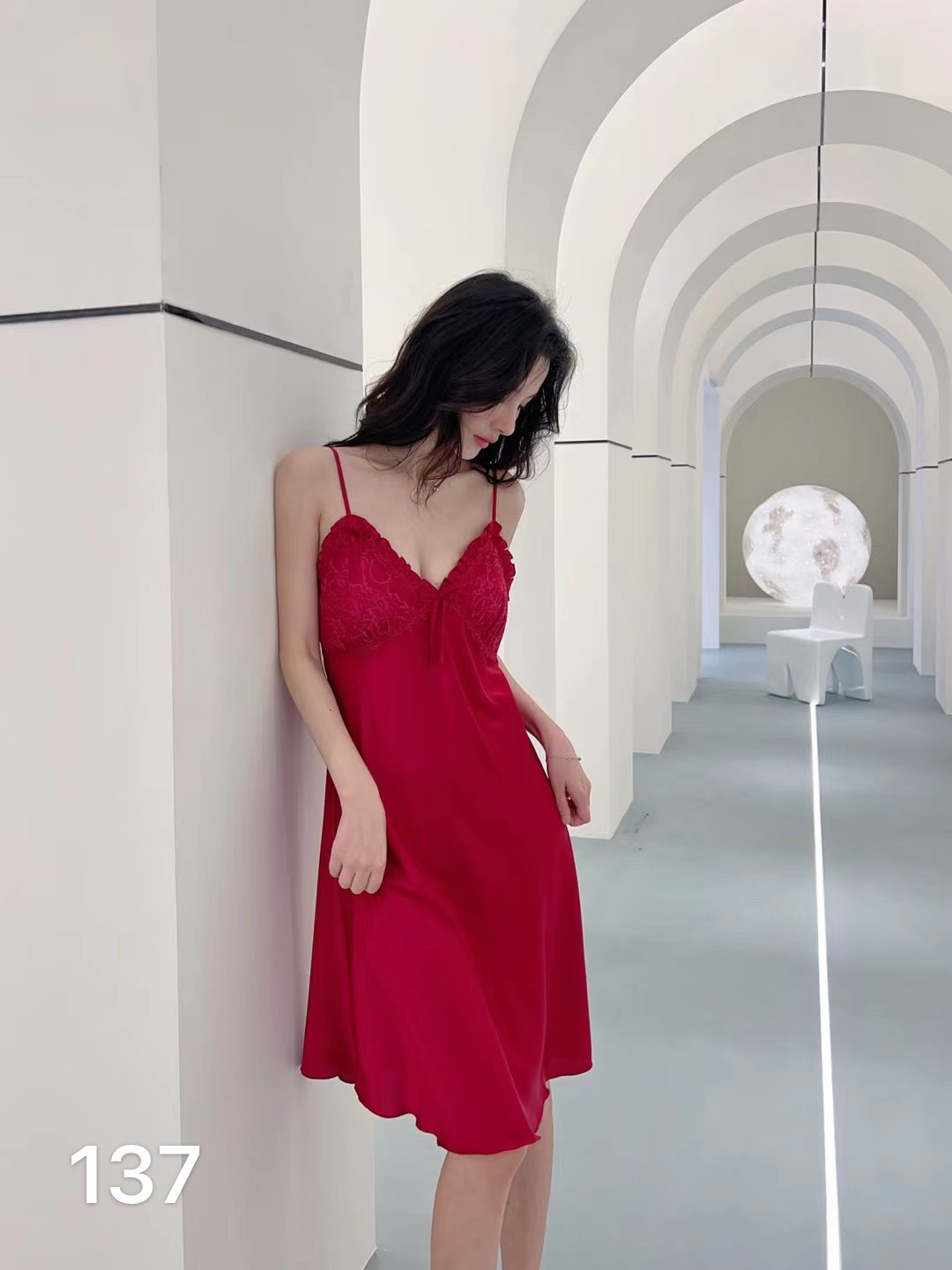 Printed ice silk camisole nightdress Stylish pajamas for women at home