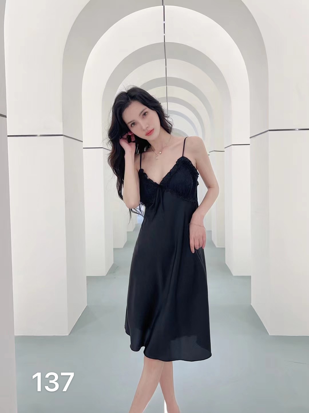 Printed ice silk camisole nightdress Stylish pajamas for women at home