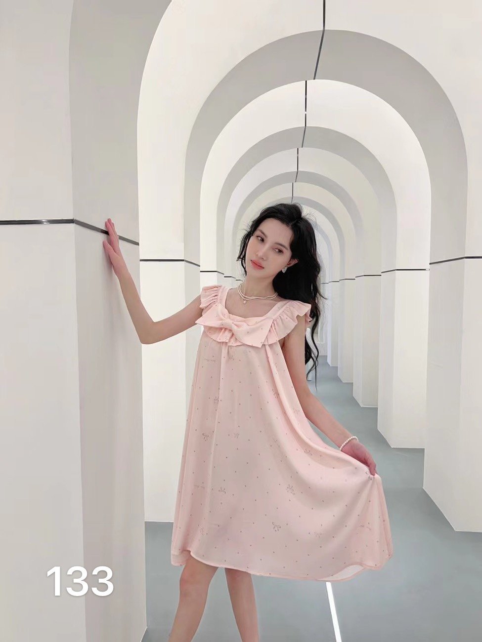 Printed ice silk camisole nightdress Stylish pajamas for women at home