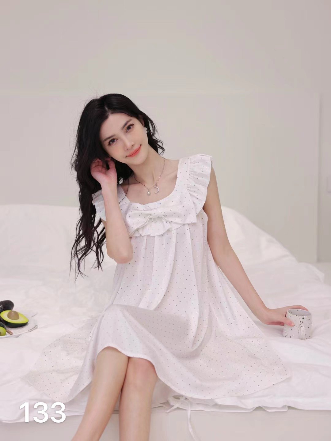 Printed ice silk camisole nightdress Stylish pajamas for women at home