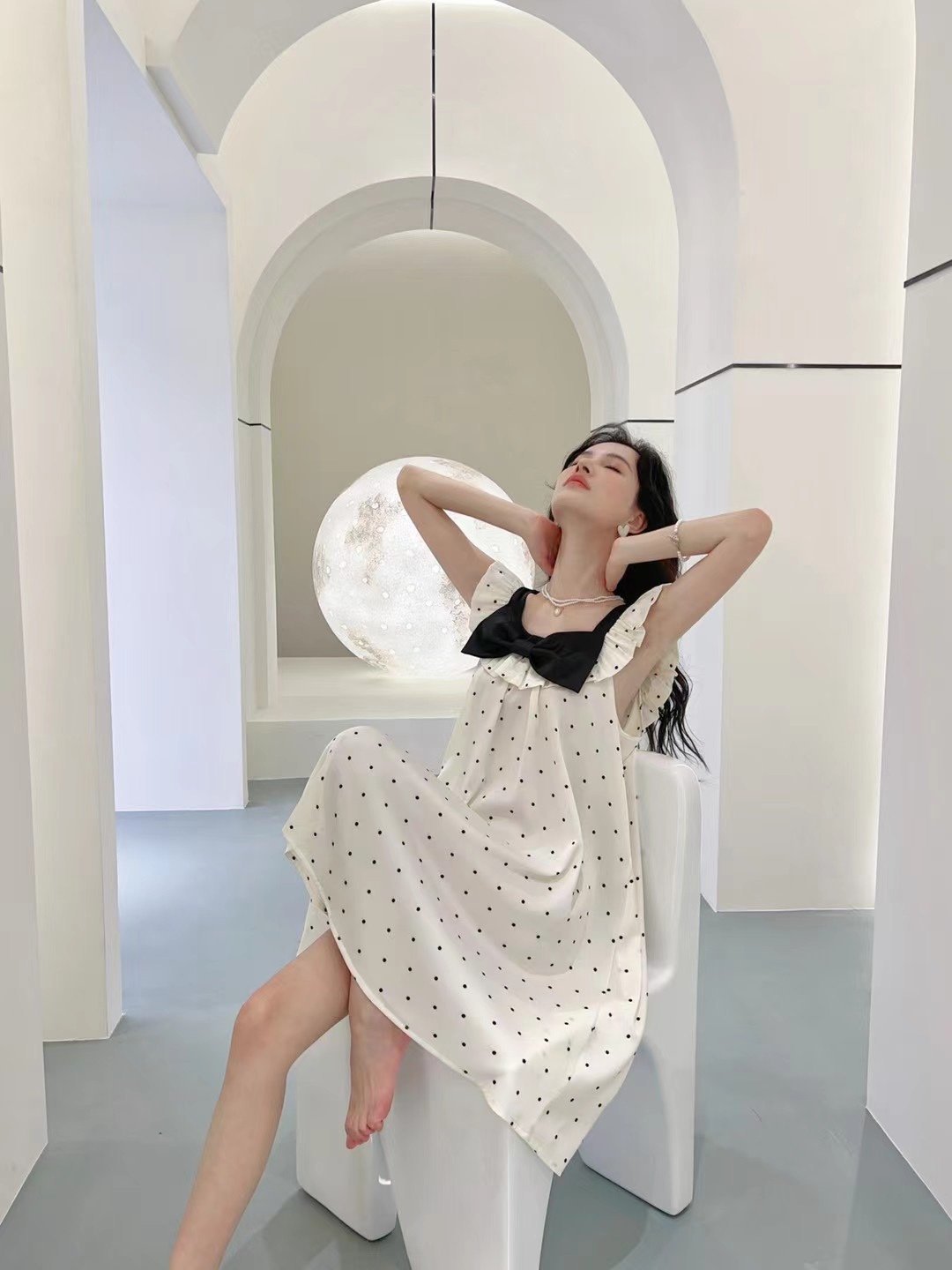 Printed ice silk camisole nightdress Stylish pajamas for women at home