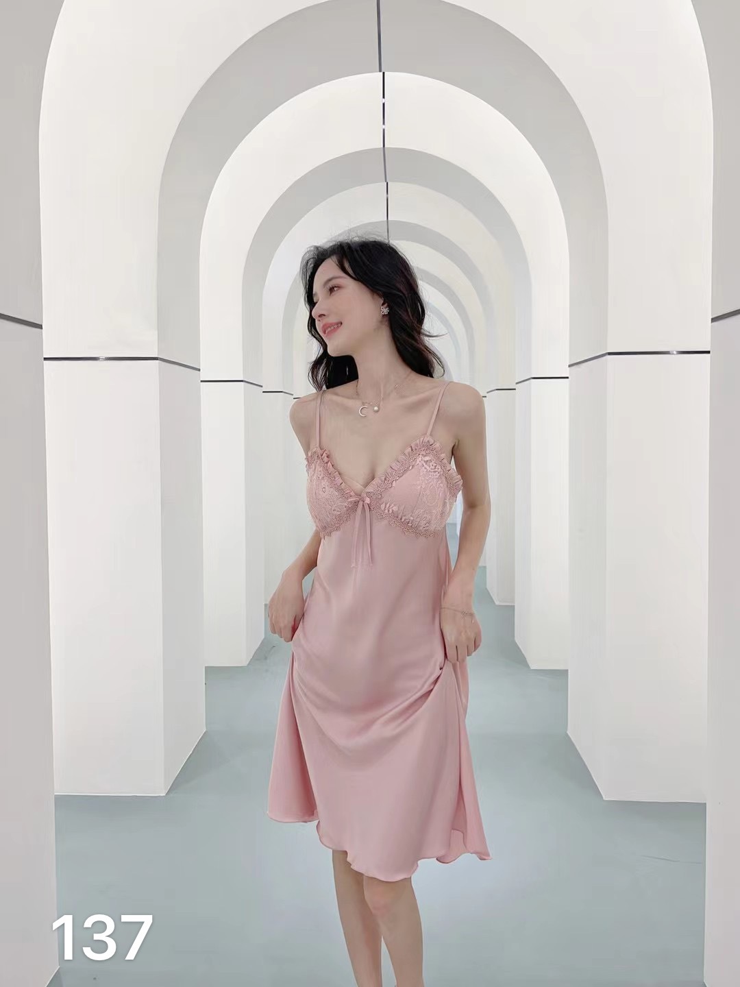 Printed ice silk camisole nightdress Stylish pajamas for women at home