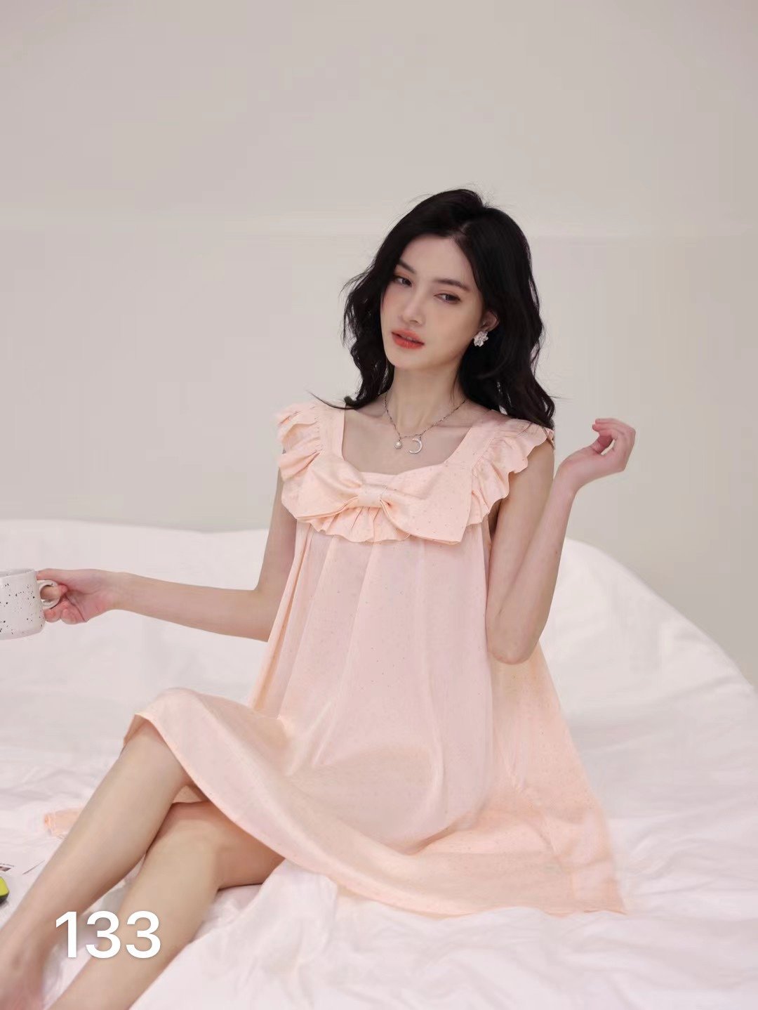 Printed ice silk camisole nightdress Stylish pajamas for women at home