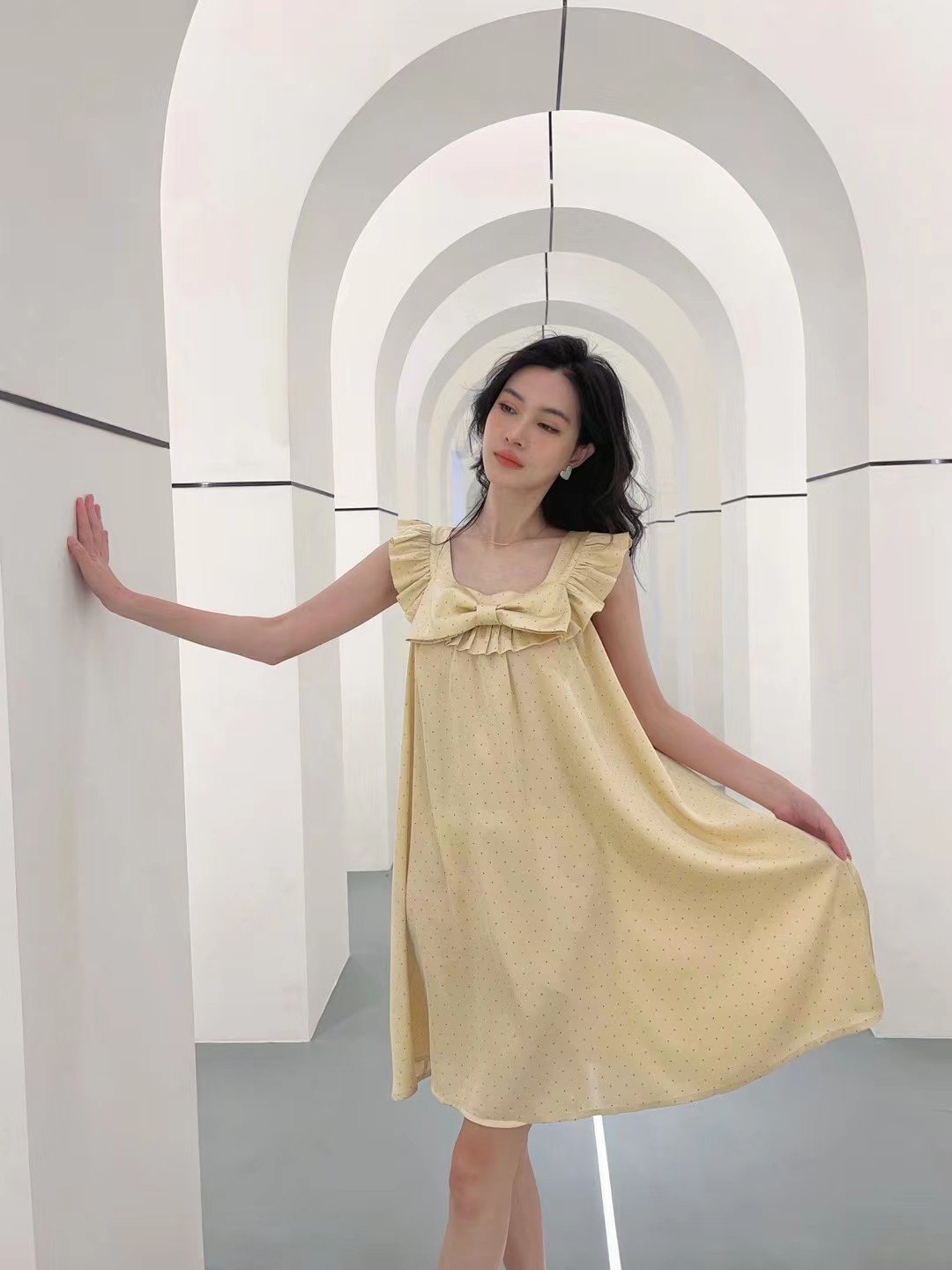 Printed ice silk camisole nightdress Stylish pajamas for women at home