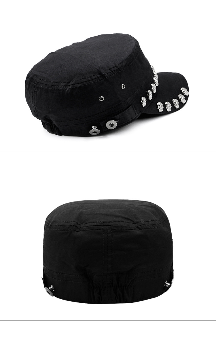 Punk skull studded flat cap