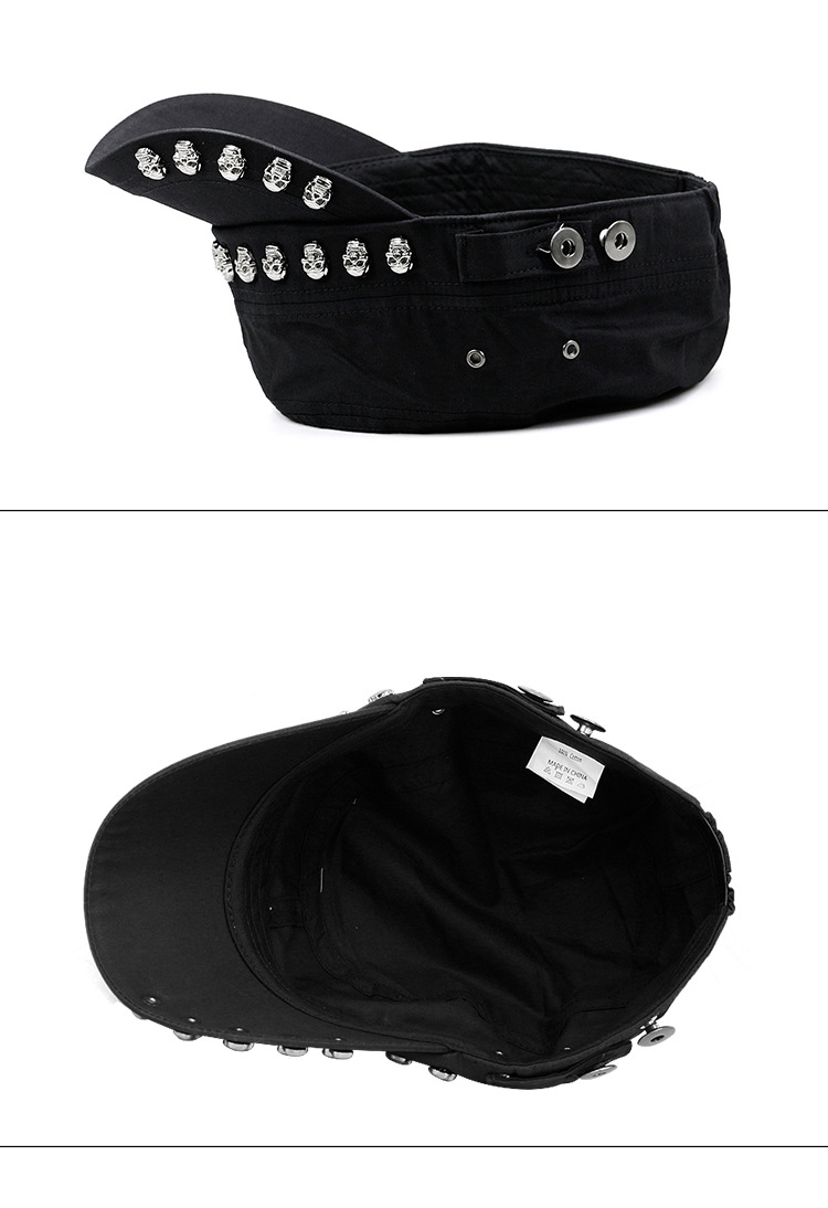 Punk skull studded flat cap