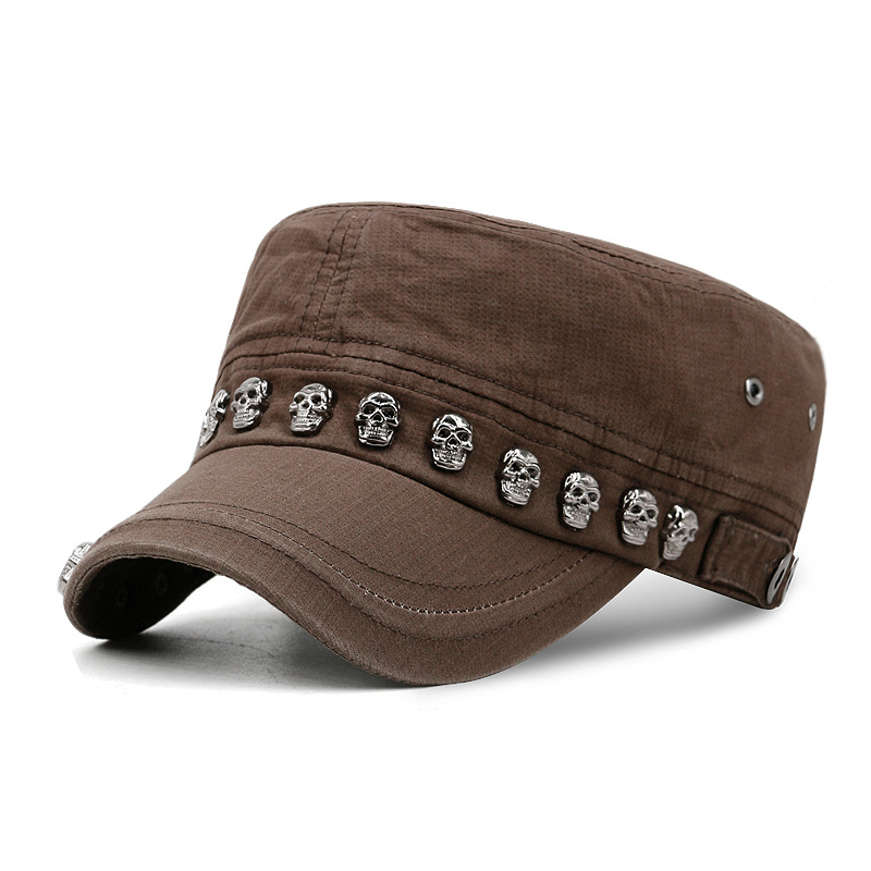 Punk skull studded flat cap