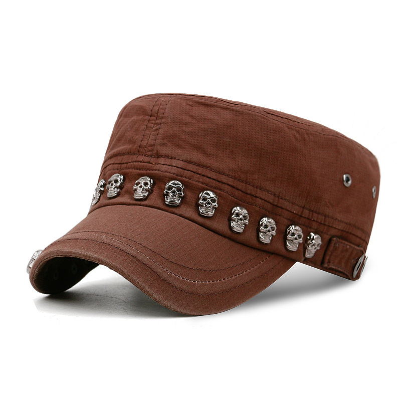 Punk skull studded flat cap