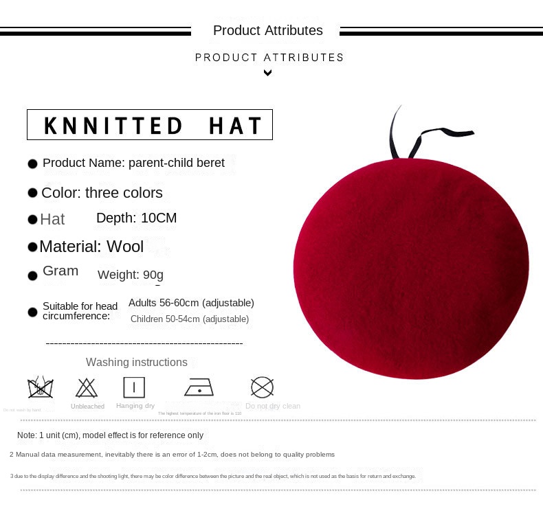 Pure wool beret for spring and autumn