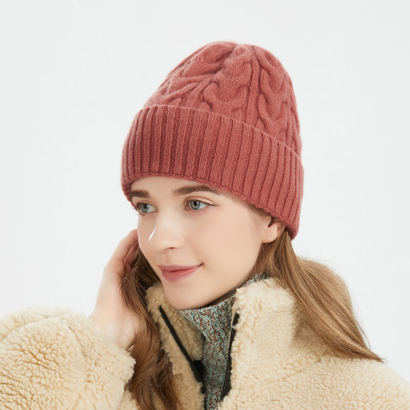 Pure wool knit hat Autumn-winter woolen hat