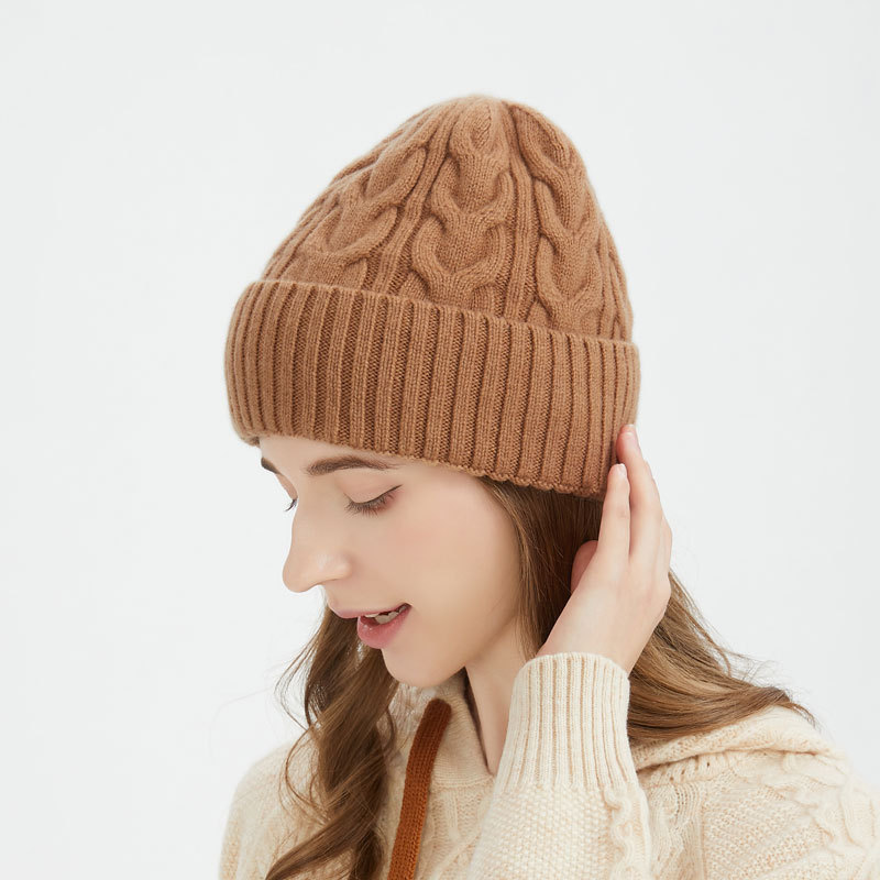 Pure wool knit hat Autumn-winter woolen hat