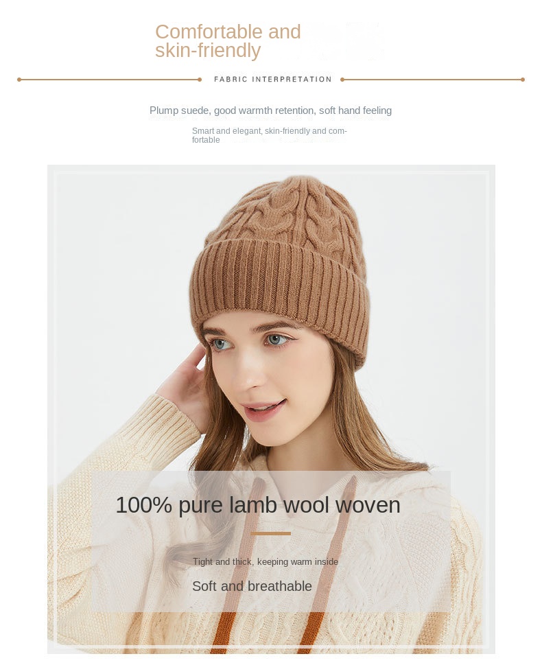 Pure wool knit hat Autumn-winter woolen hat