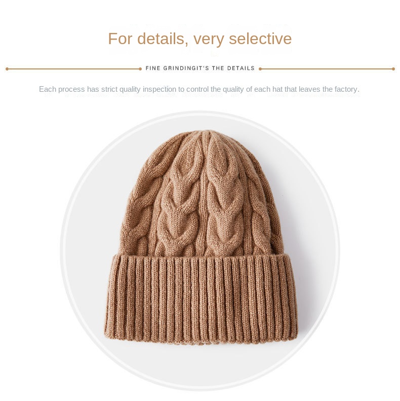 Pure wool knit hat Autumn-winter woolen hat