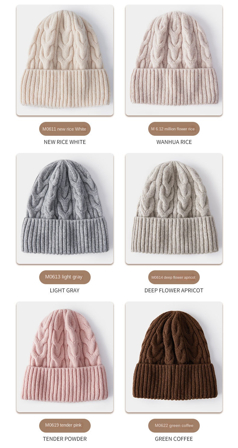 Pure wool knit hat Autumn-winter woolen hat