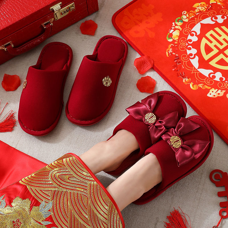 Red bridal slippers