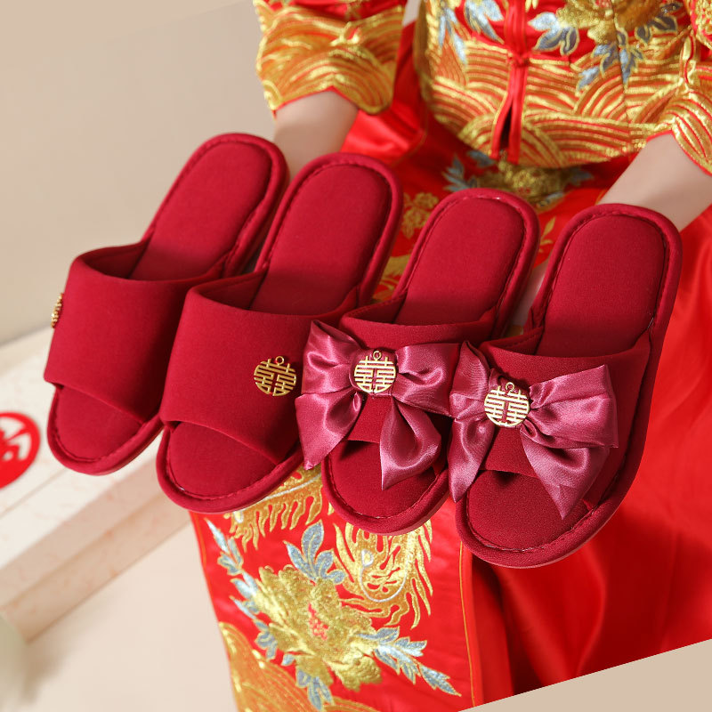 Red bridal slippers
