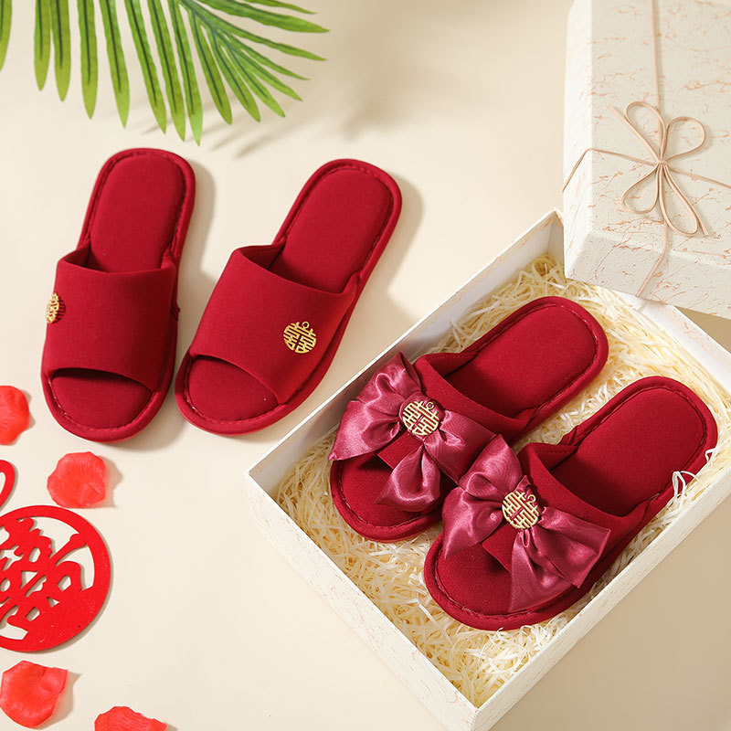 Red bridal slippers