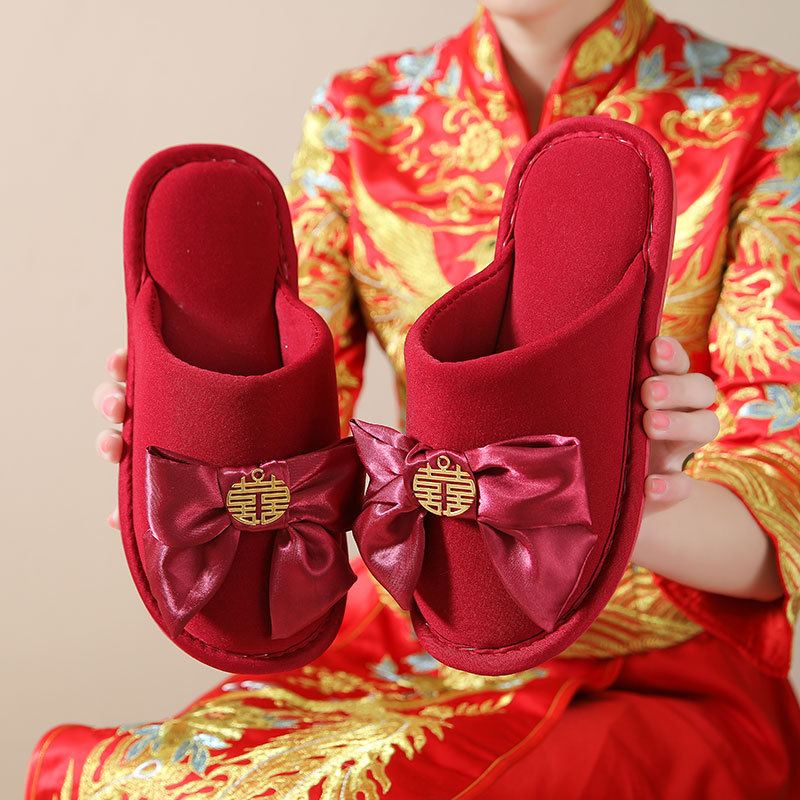 Red bridal slippers