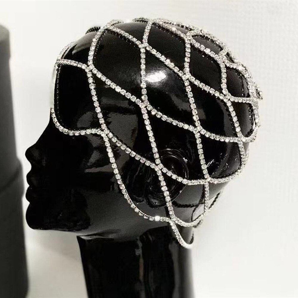 Rhinestone accessory tassel mesh headdress
