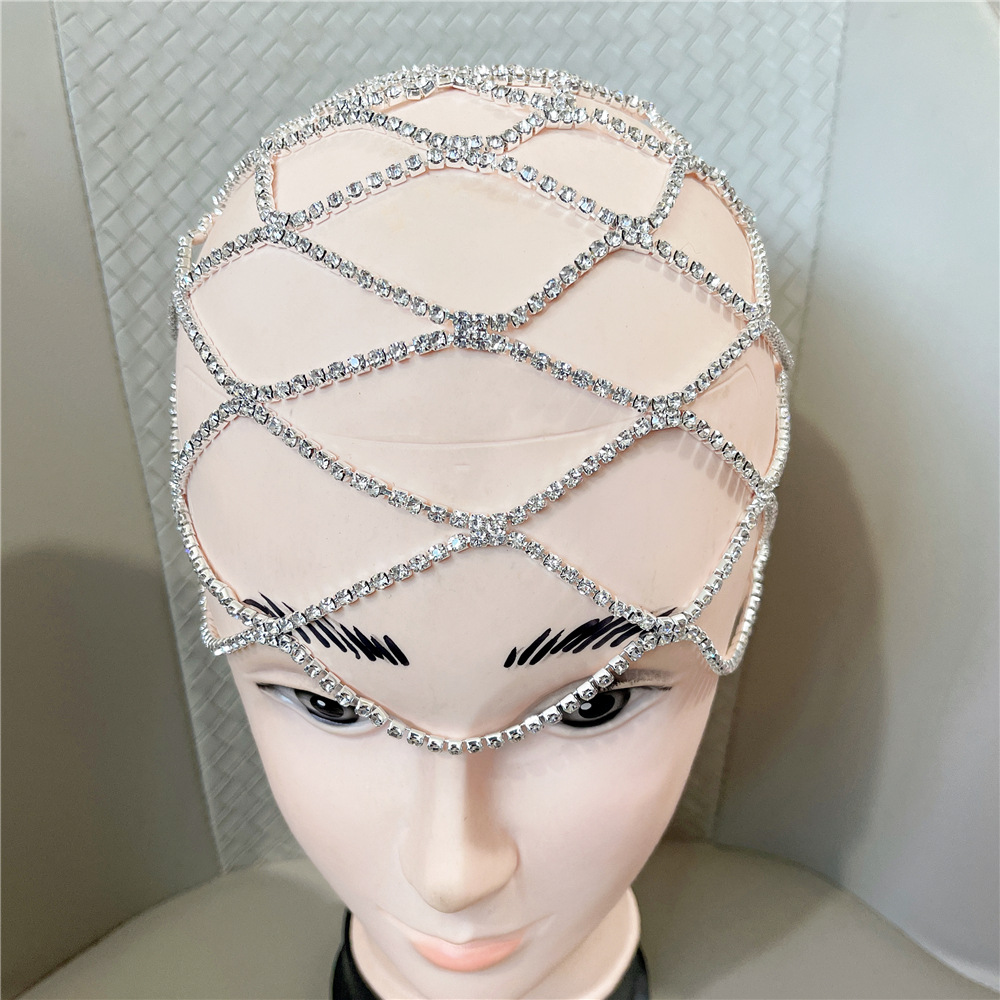 Rhinestone accessory tassel mesh headdress