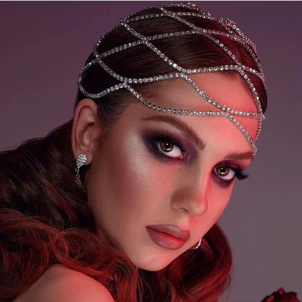 Rhinestone accessory tassel mesh headdress