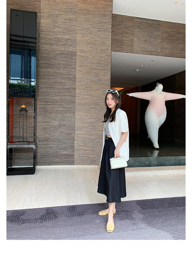 Sheepskin hand woven square head fish mouth flat empty slippers