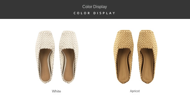 Sheepskin hand woven square head fish mouth flat empty slippers