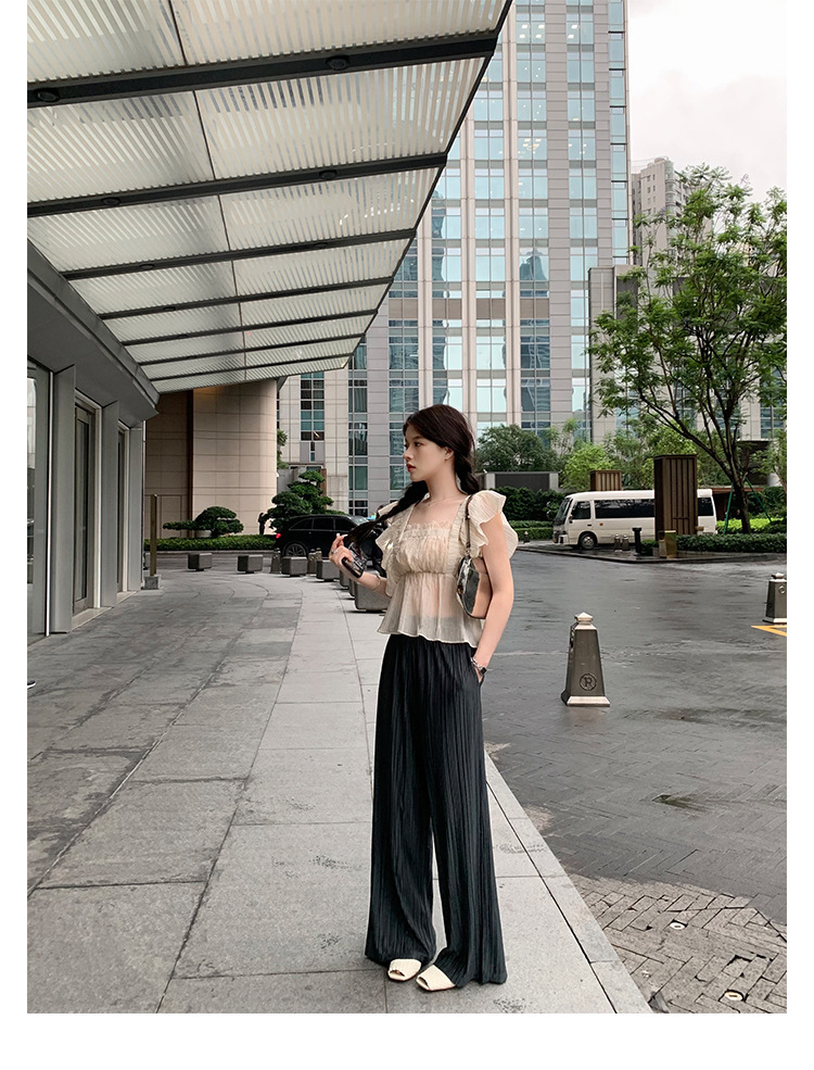 Sheepskin hand woven square head fish mouth flat empty slippers