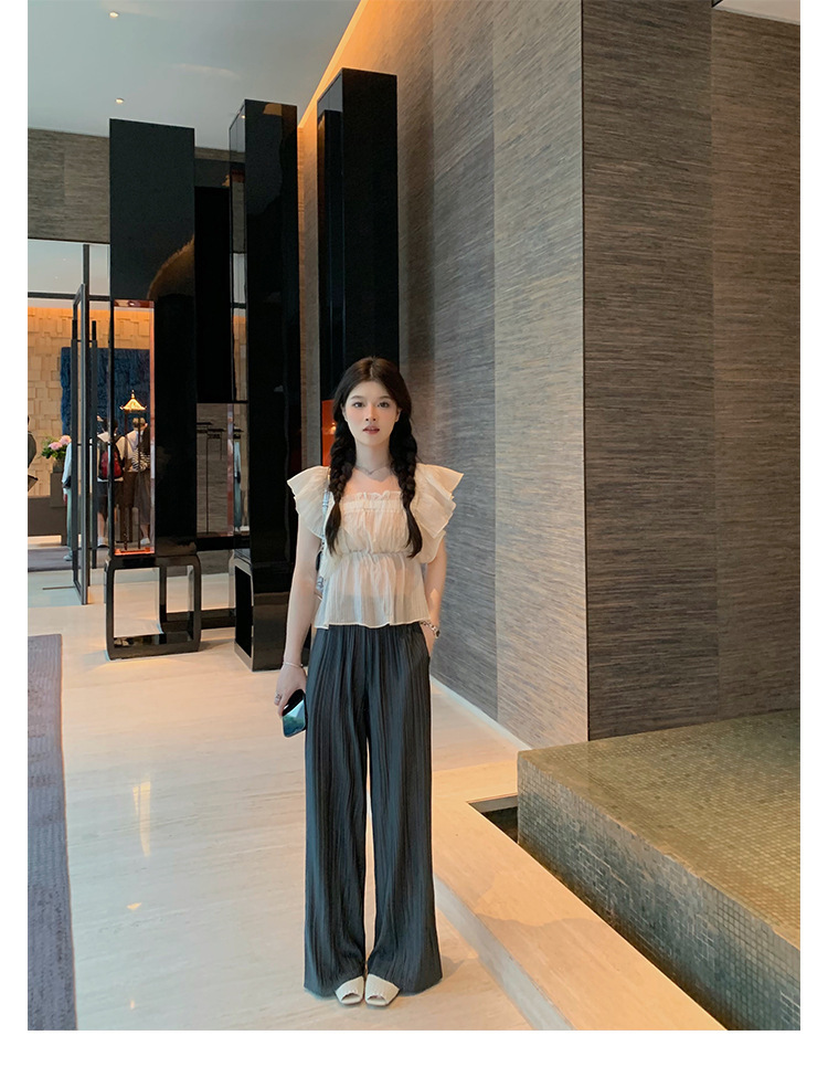 Sheepskin hand woven square head fish mouth flat empty slippers