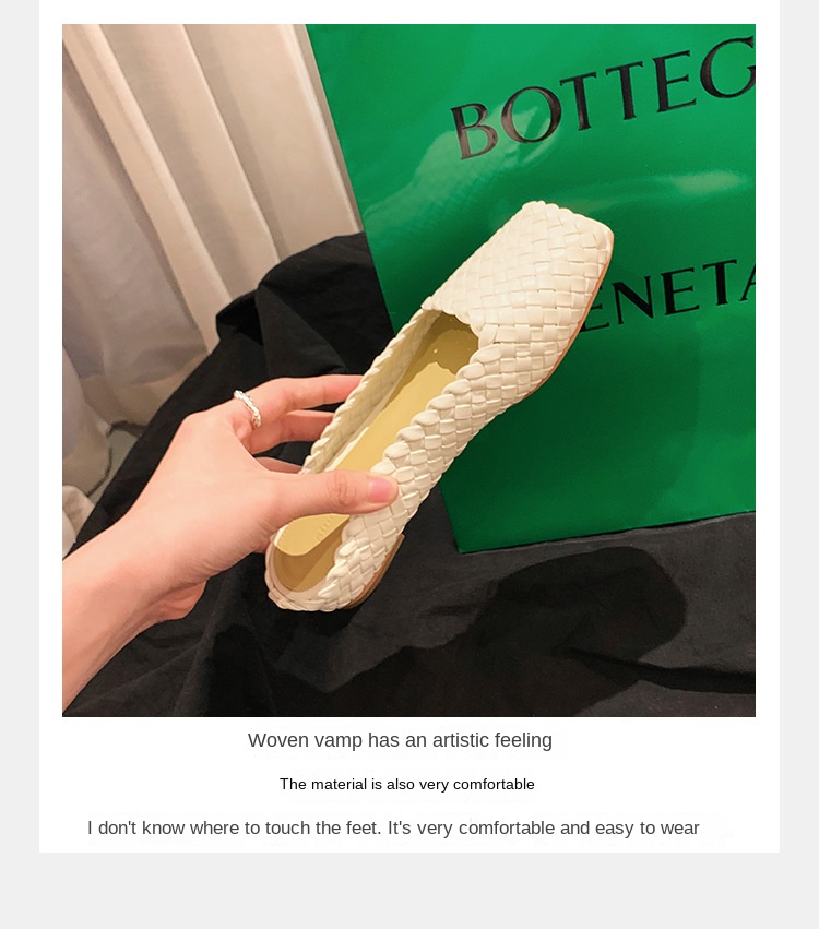 Sheepskin hand woven square head fish mouth flat empty slippers