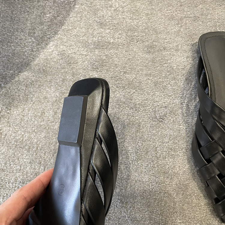 Simple pointed braided flat slippers