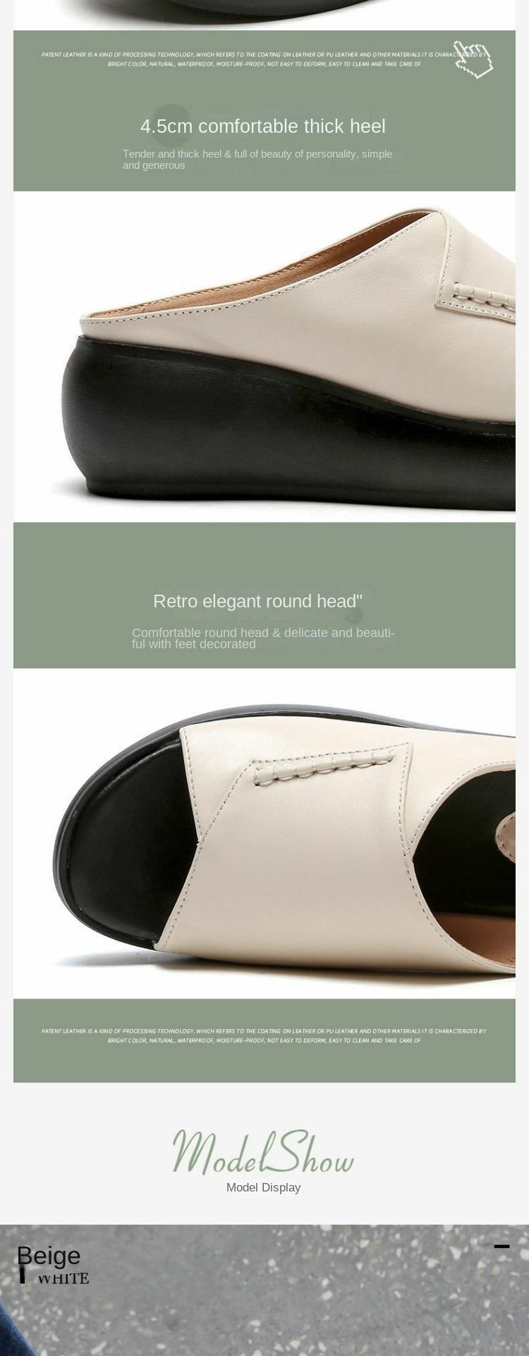 Soft leather high sole fish mouth flip-flops