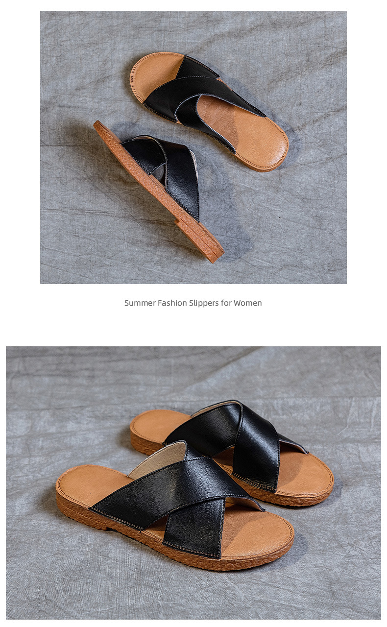 Soft-soled cowhide sandals