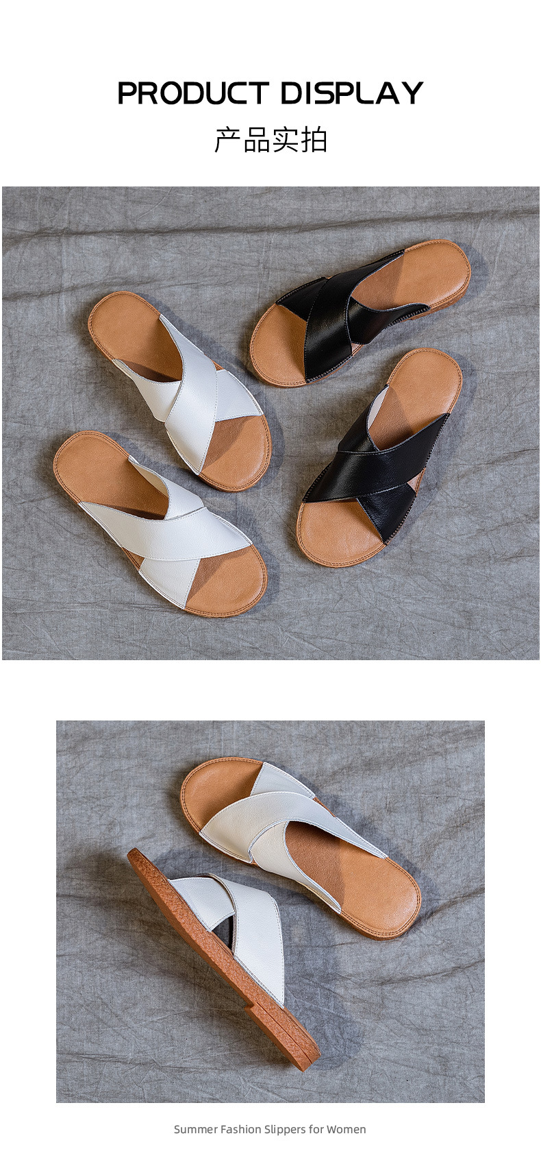 Soft-soled cowhide sandals