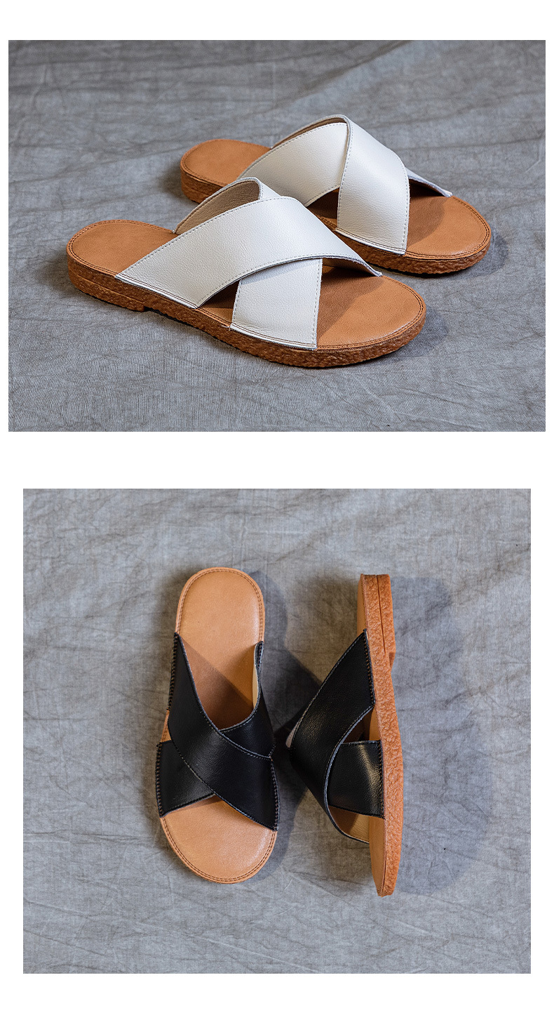 Soft-soled cowhide sandals