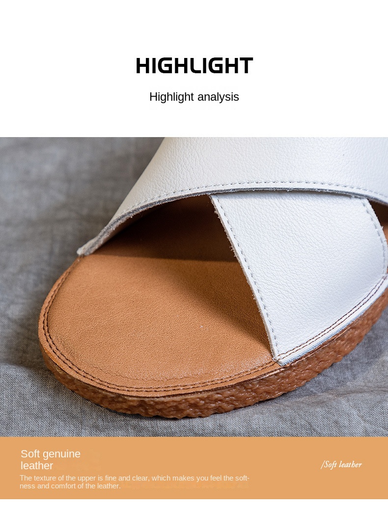 Soft-soled cowhide sandals