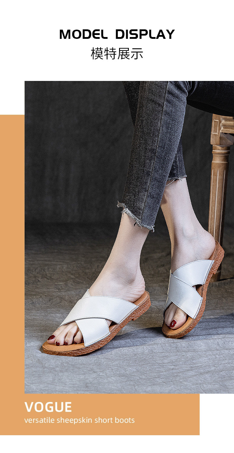 Soft-soled cowhide sandals