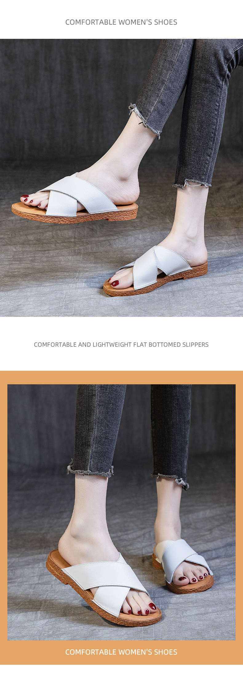 Soft-soled cowhide sandals