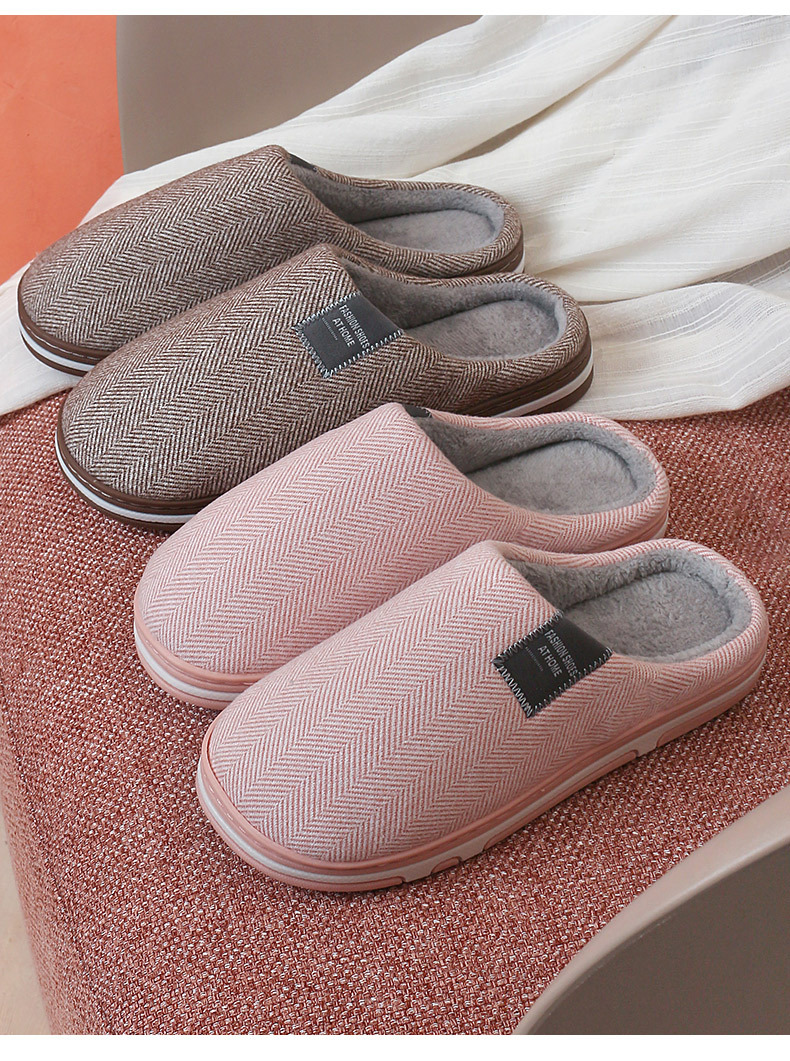 Solid color plum-soled warm slippers