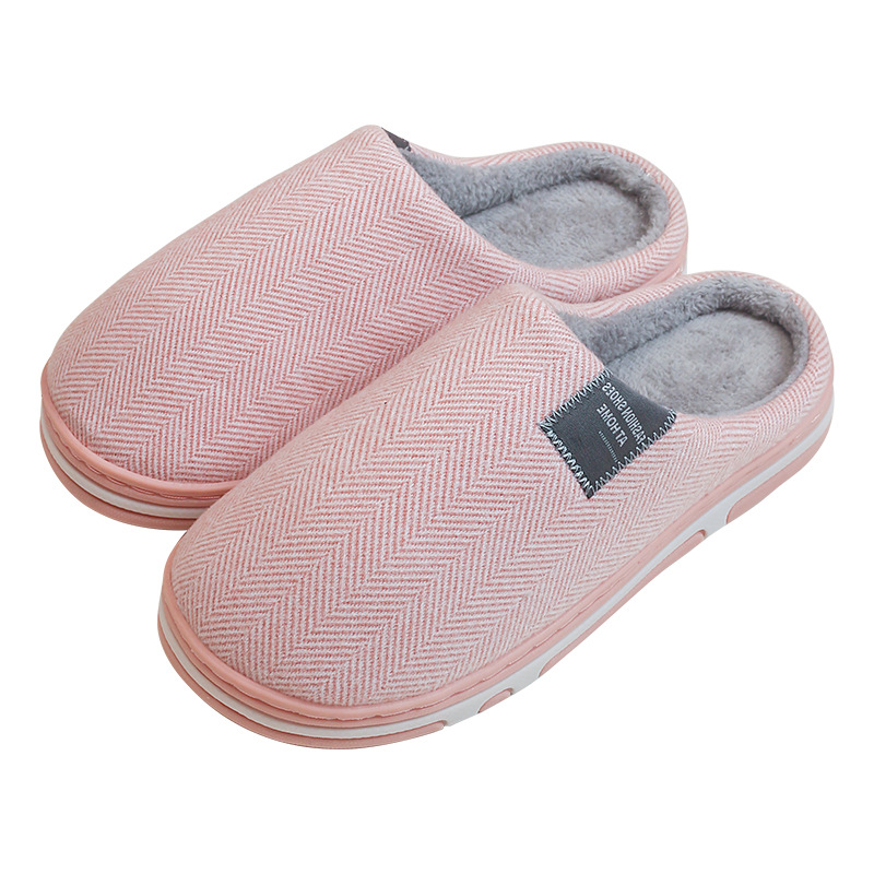 Solid color plum-soled warm slippers