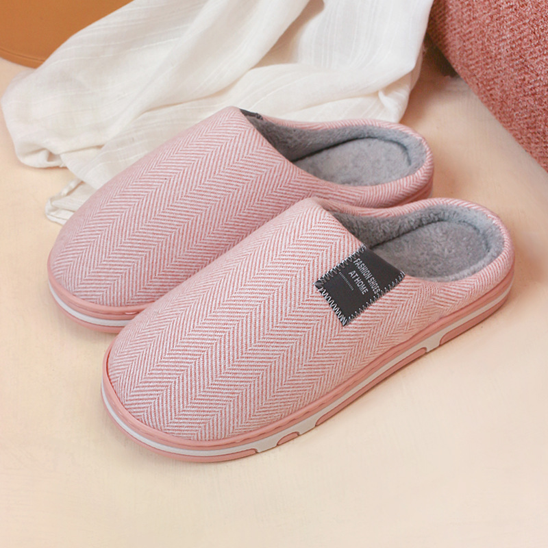 Solid color plum-soled warm slippers