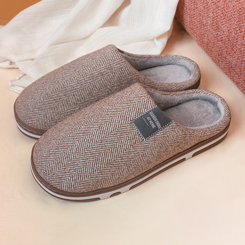 Solid color plum-soled warm slippers